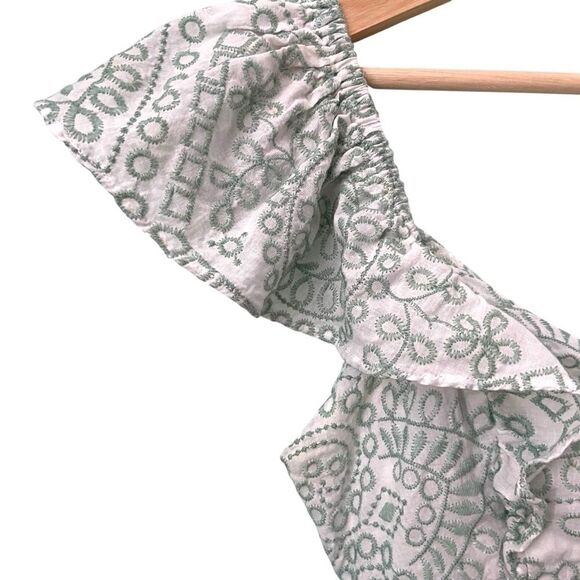 MINKPINK Ruffled Off-Shoulder Embroidered Patterned Mini Dress in Size XS - Picture 4 of 10